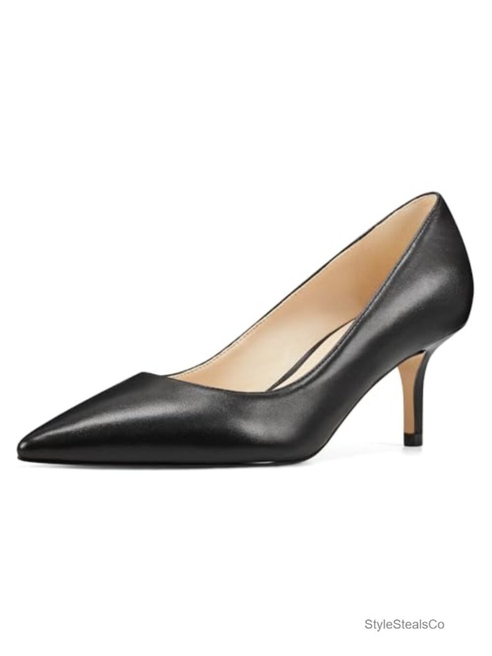 Pointed Toe Kitten Heel Slip-On Pump for Office to Evening
